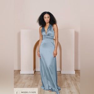 Revelry bridesmaids dress- DYLAN SATIN DRESS, color: French Blue 715, size 10